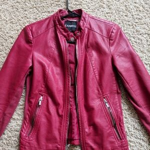 Red faux leather jacket